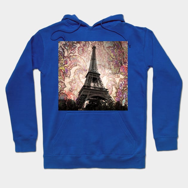 Floral Eiffel Tower in Paris, France Hoodie by Christine aka stine1